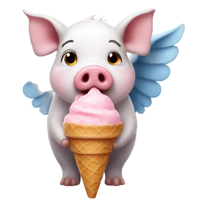 pig with wings eating an ice cream cone  sticker