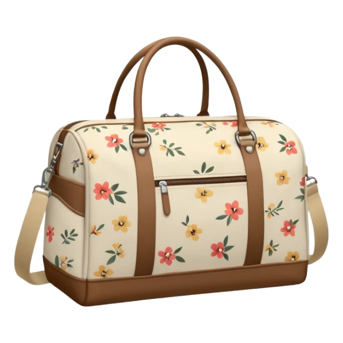 A sports bag with a pale light beige print in a small flower sticker