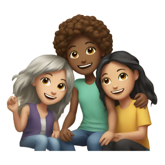 happy girl with friends indoors sticker