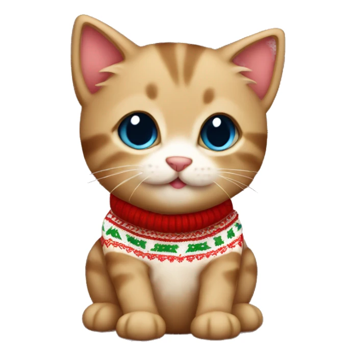little kitten sitting with christmas sweater sticker