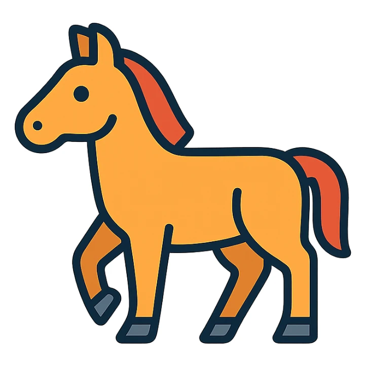 horse icon, lineal color, modern icon style, no text sticker
