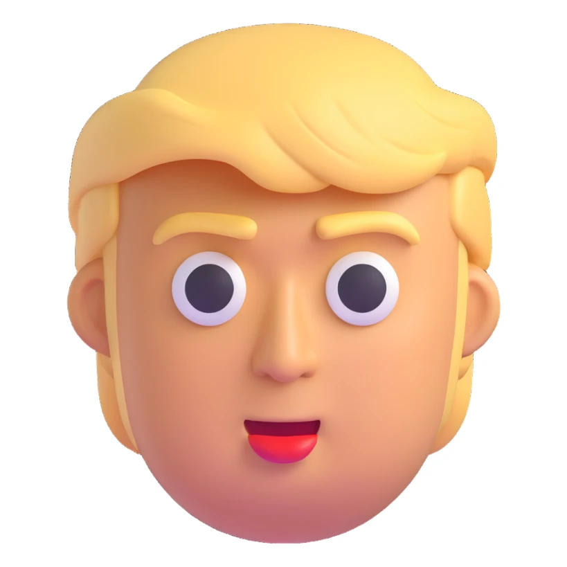 Donald Trump in 3D emoji style, no background sticker