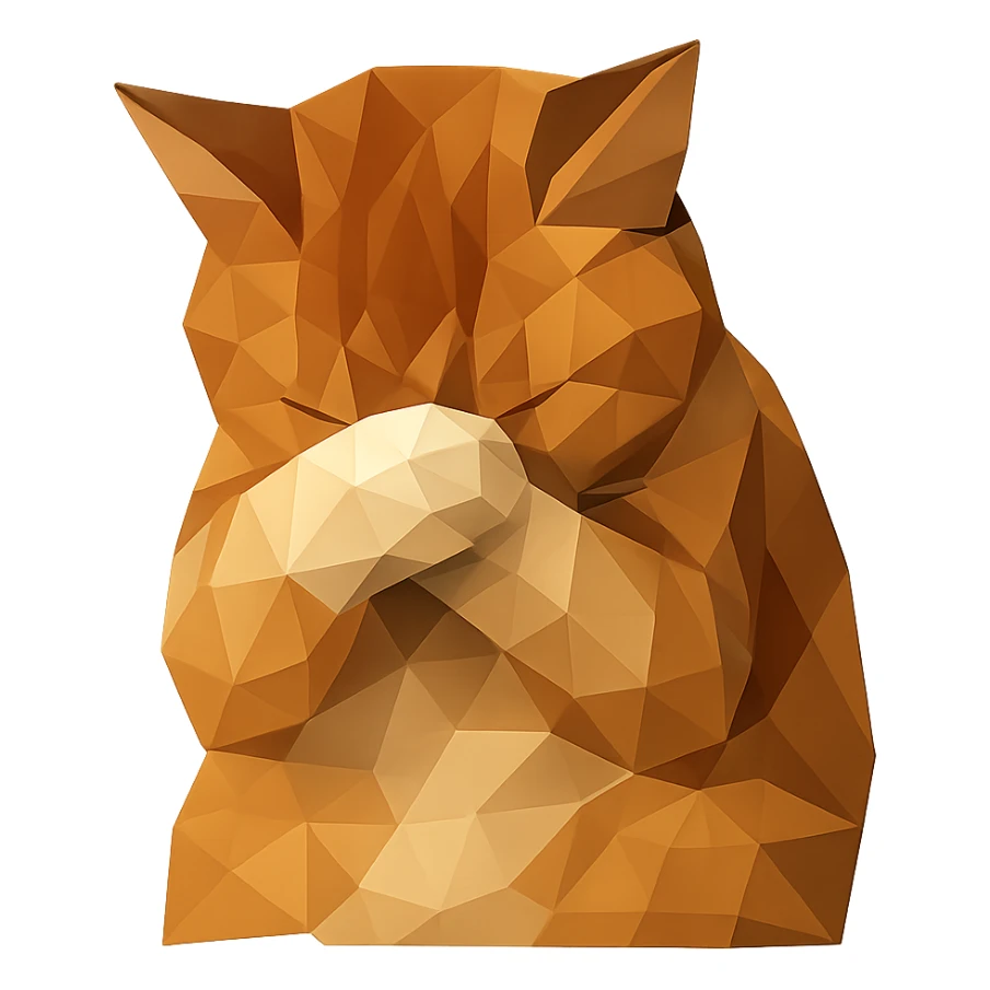 cat covering its face with its paws, polygonal style sticker