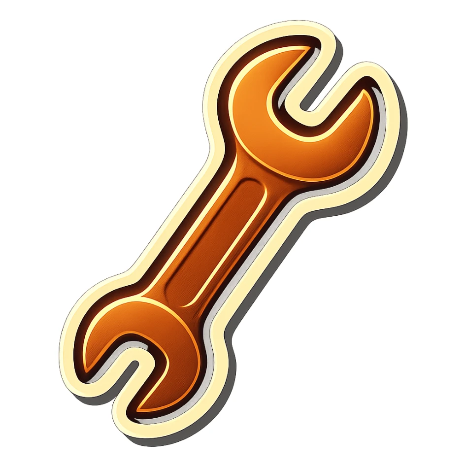 make me a white colour or brown wrench with white outline sticker