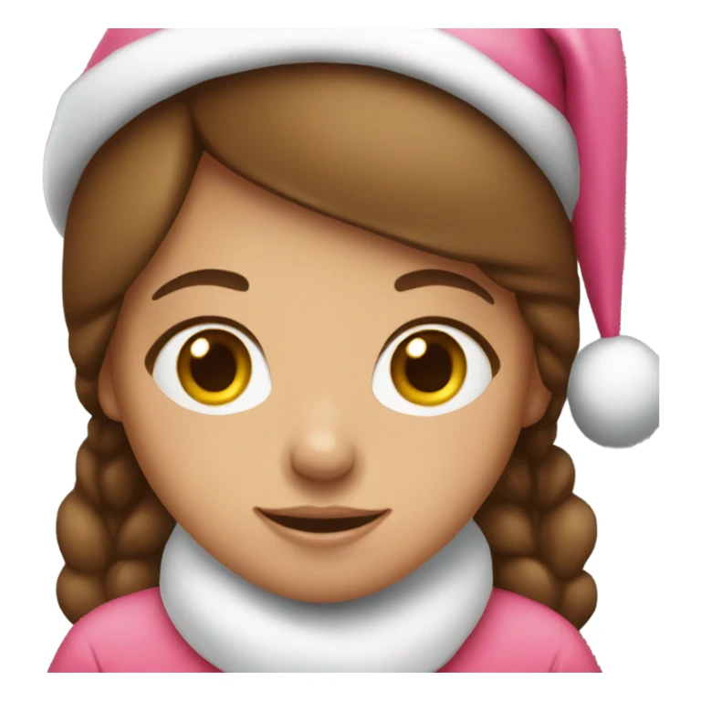 girl with brown hair wearing a pink santa hat sticker