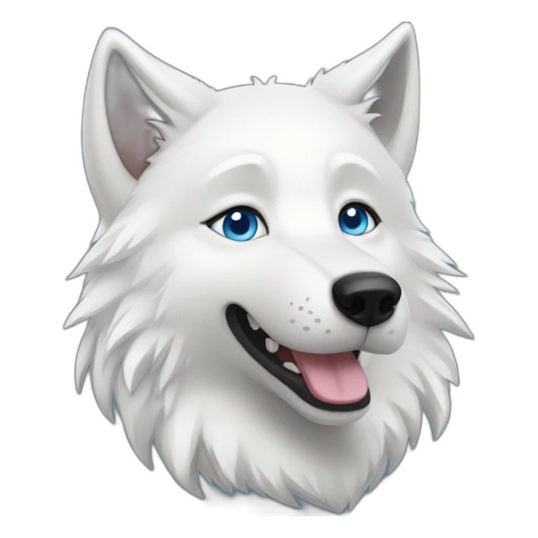 Happy White Wolf blue eyes short hairs sticker
