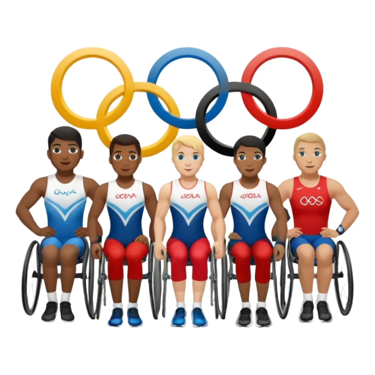 paralympic games avec des athletes disable avec les anneaux sticker