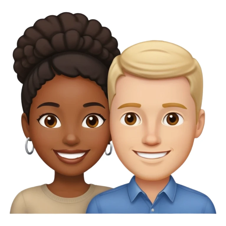 Black woman white man couple sticker