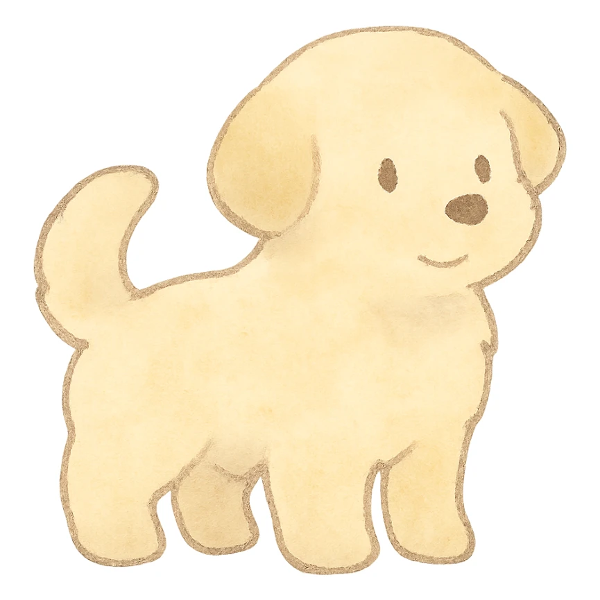 soft pastel puppy silhouette, Japanese hand-drawn kawaii style, full object sticker
