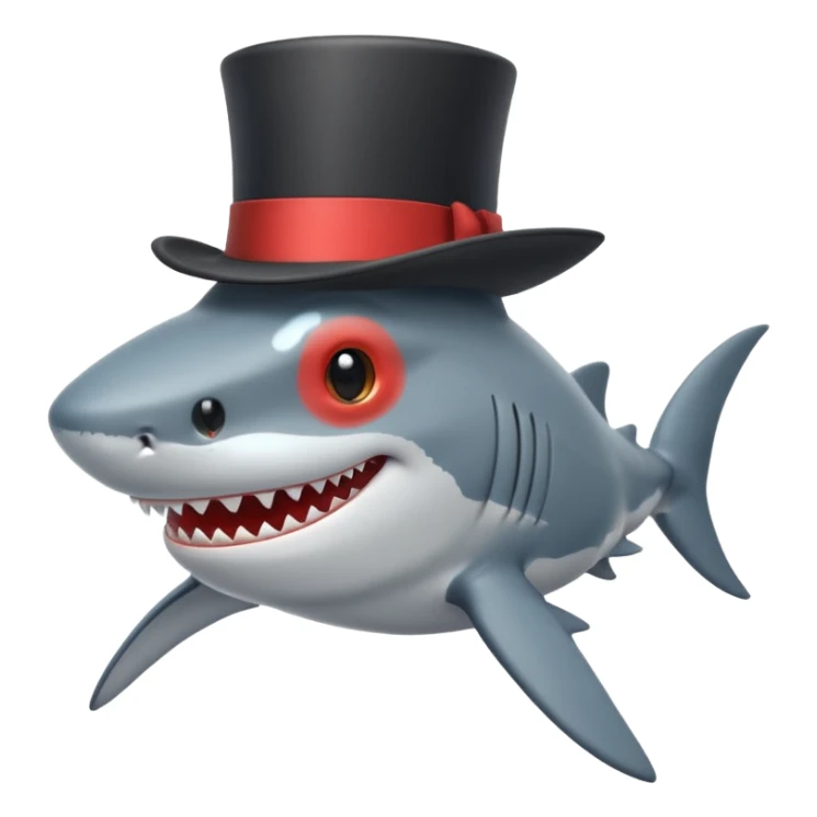 Shark with a top hat sticker