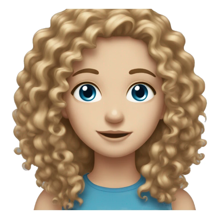 White girl curly light brown hair blue eyes sticker