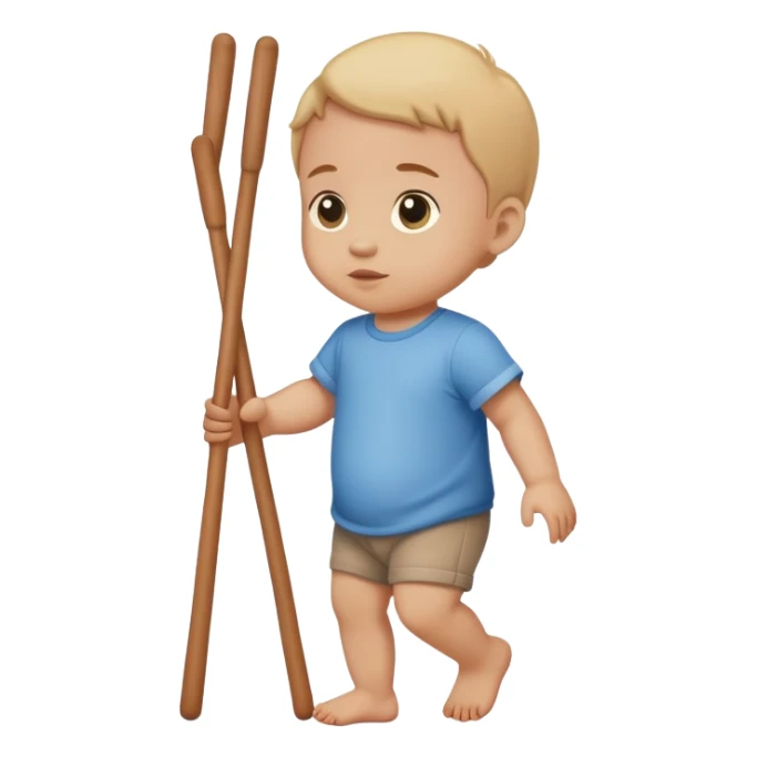 Baby walking through a pair of sticks sticker