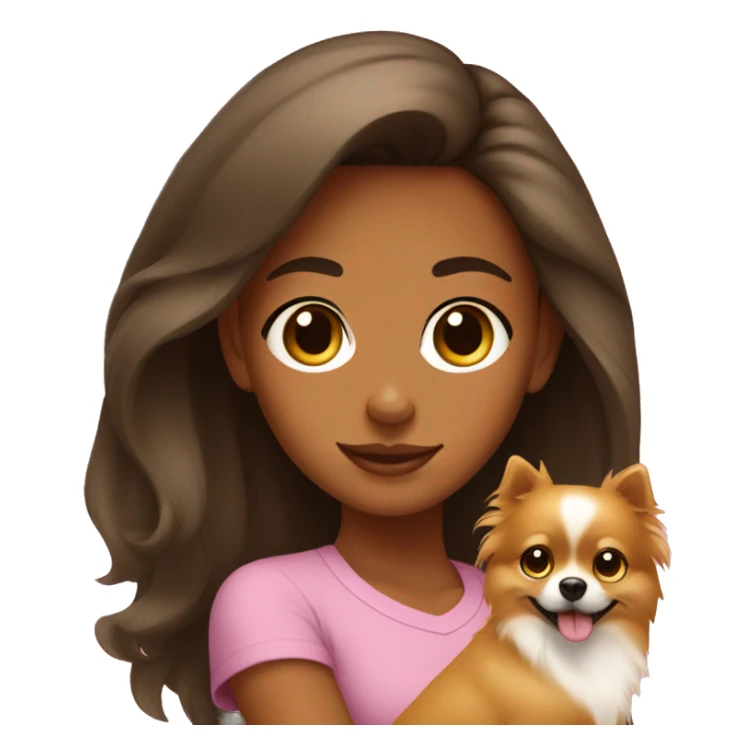 Young tanned girl with Pomeranian sticker