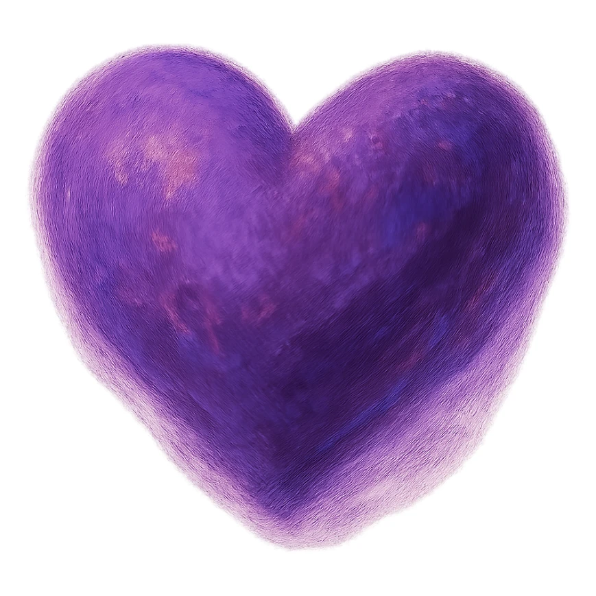 purple heart, ghibli style, painterly, no text, transparent background sticker
