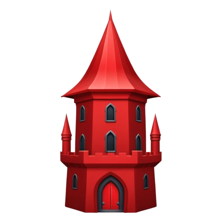 iOS sticker, dark fantasy tower, monochrome red, minimal sticker