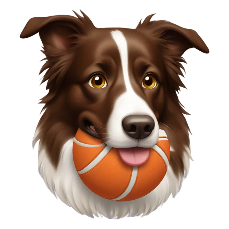 Brown Border collie with a ball in his mouth  sticker