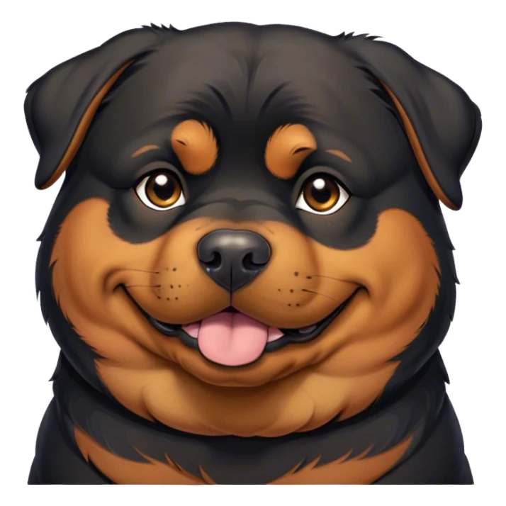 Cinematic Meme-Worthy Chubby Sleeping Rottweiler Portrait Emoji, Head resting peacefully with a contented smile, featuring a delightfully chubby build and a luxuriously soft black and tan coat, eyes shut in a serene nap, Simplified yet hilariously adorable features, highly detailed, glowing with a soft, drowsy light, high shine, relaxed and utterly lovable, stylized with an air of playful laziness, bright and endearing, soft glowing outline, capturing the essence of a comically sleepy guardian, so meme-worthy it feels like it could instantly become the next viral sensation of adorable slumber! sticker