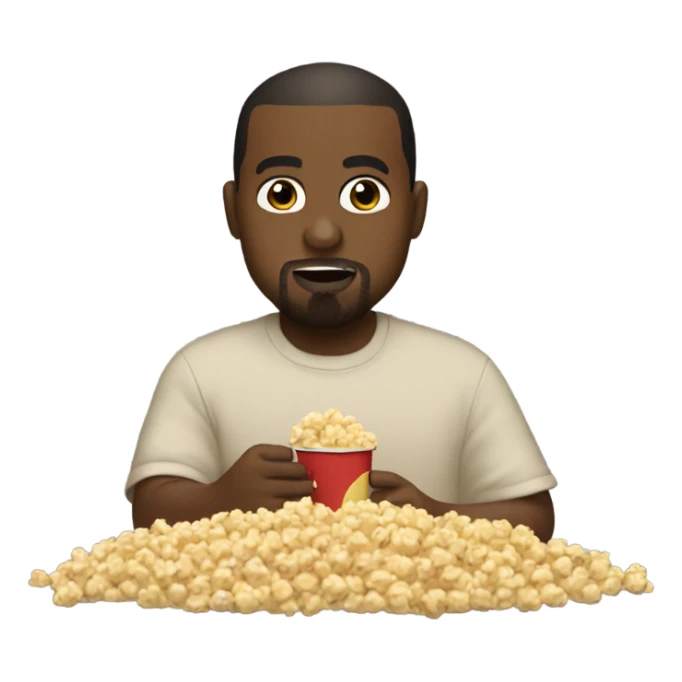 Kanye west eating popcorn with peanut butter sticker