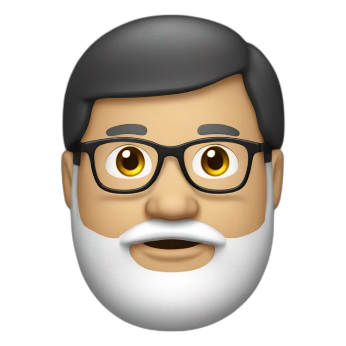 Overweight man with dark hair wearing miniature skullcap on head, beard and glasses. sticker