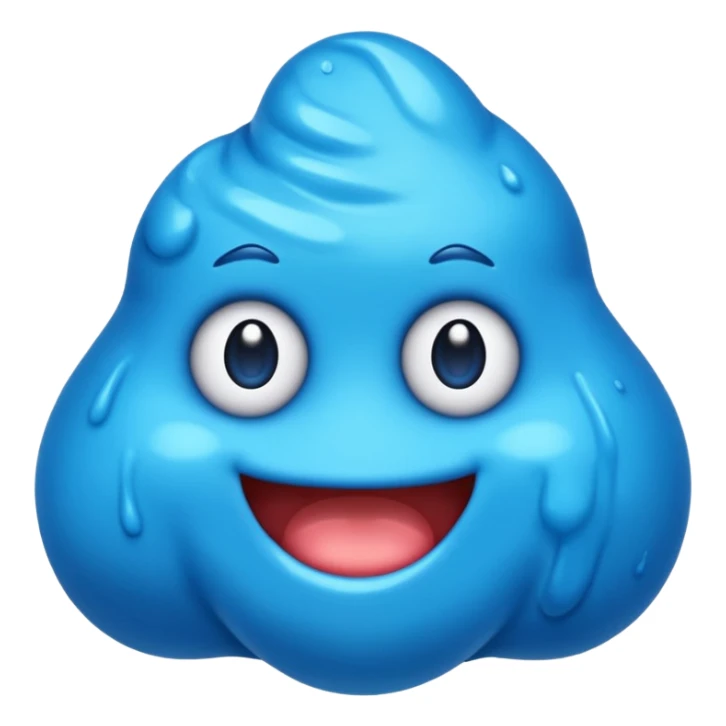 emoji con una textura irregular como un slime y con diferentes tonos de azul sin ojos sticker