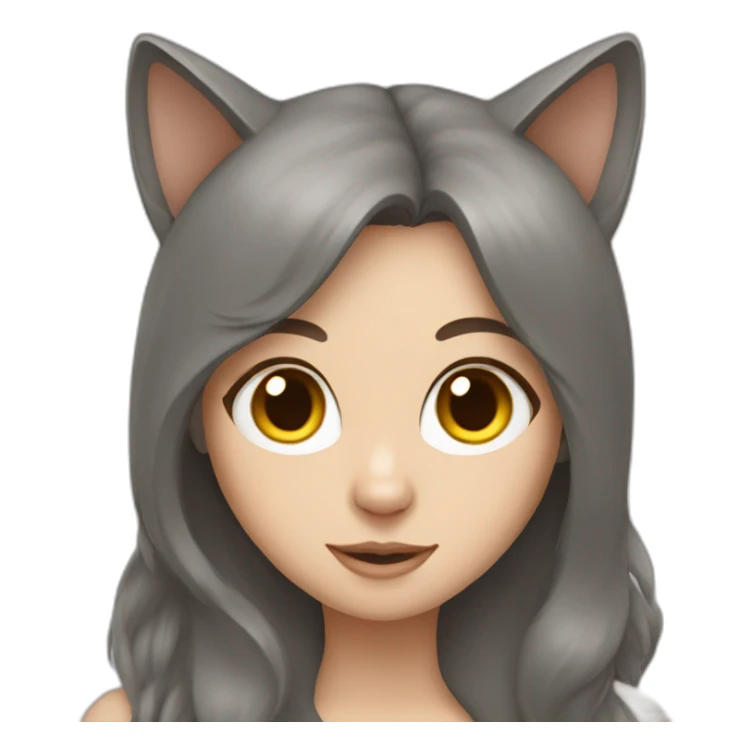 grey cat and brown haired girl sticker