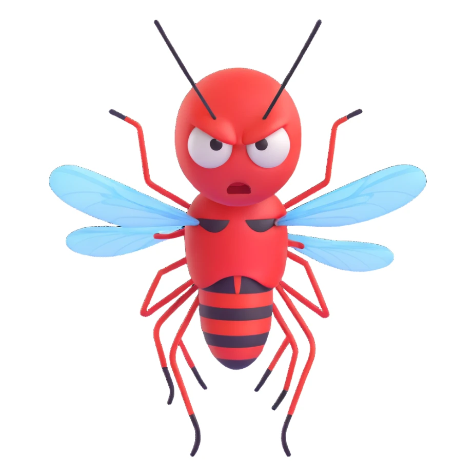 angry man looking at a mosquito sticker