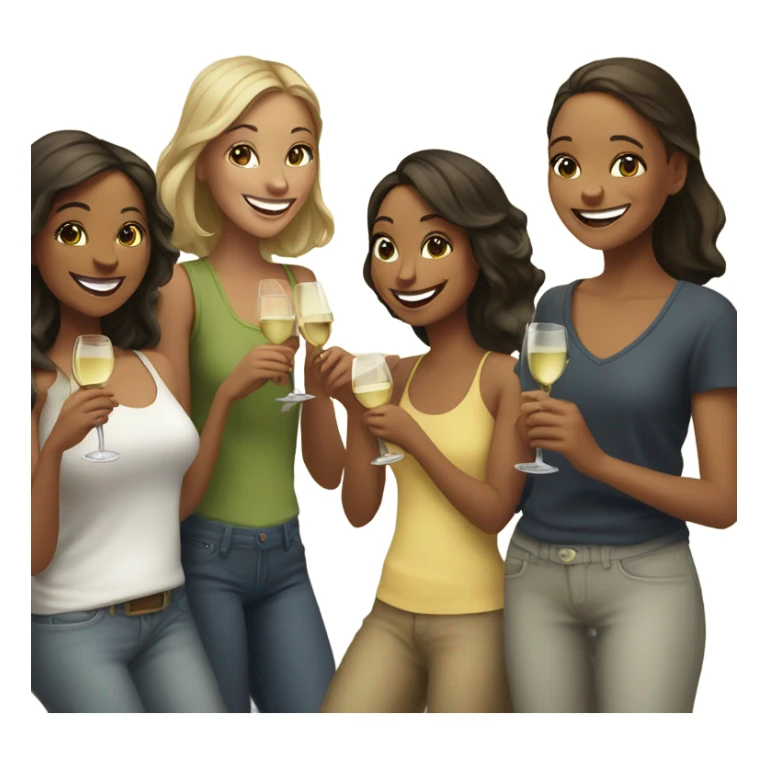 Girls having fun in a bar White drinking wine sticker