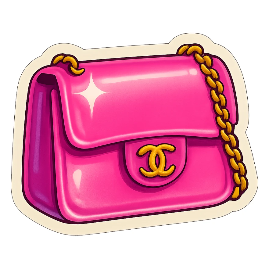 pink Chanel purse, bold and fun sticker
