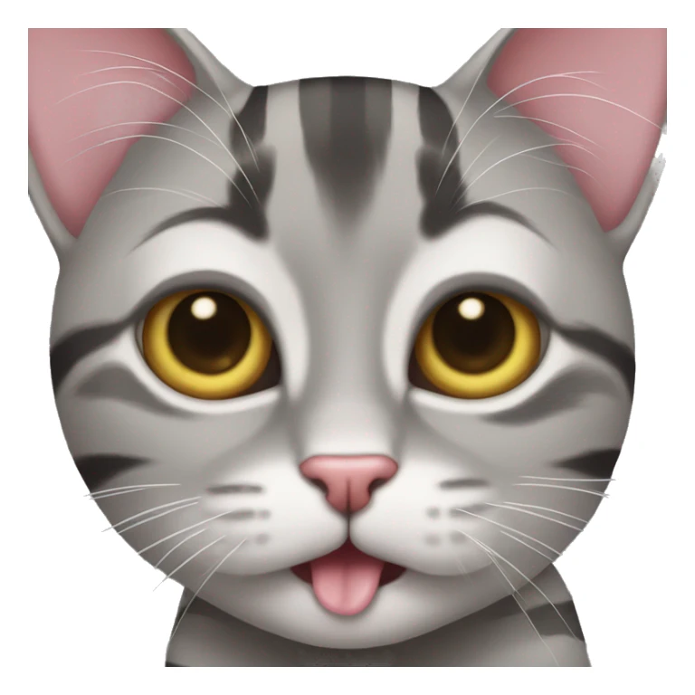 gray striped cat sticking out tongue sticker