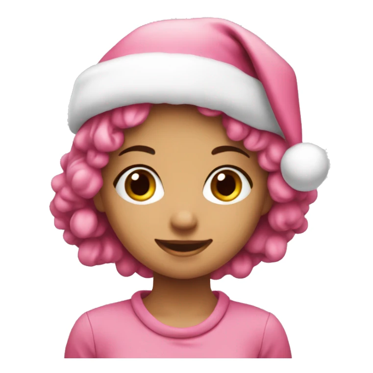 a cute girl with  pink christmas hat sticker