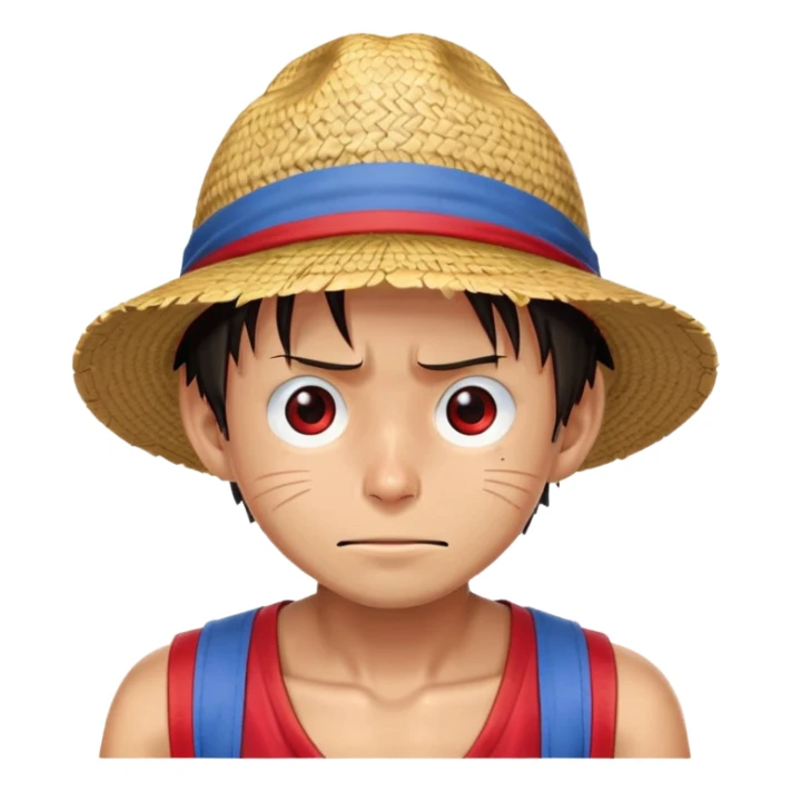 Monkey D. Luffy with straw hat, red vest, blue shorts, scar under eye sticker