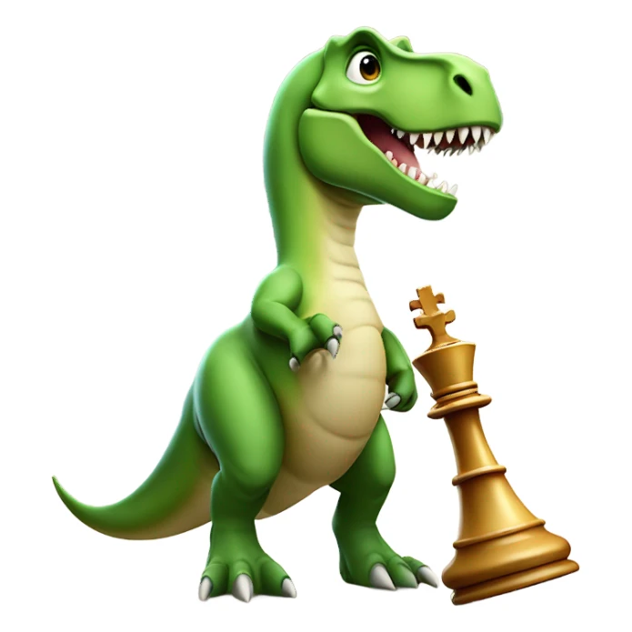 dinosaur holding a chess piece in its paw sticker