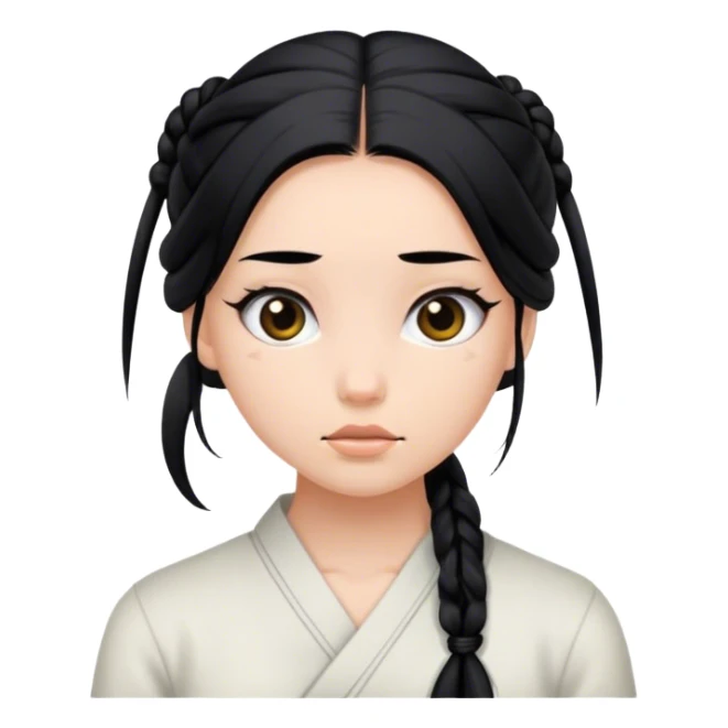 long-black-hair TIED UP, LAZY-girl sticker