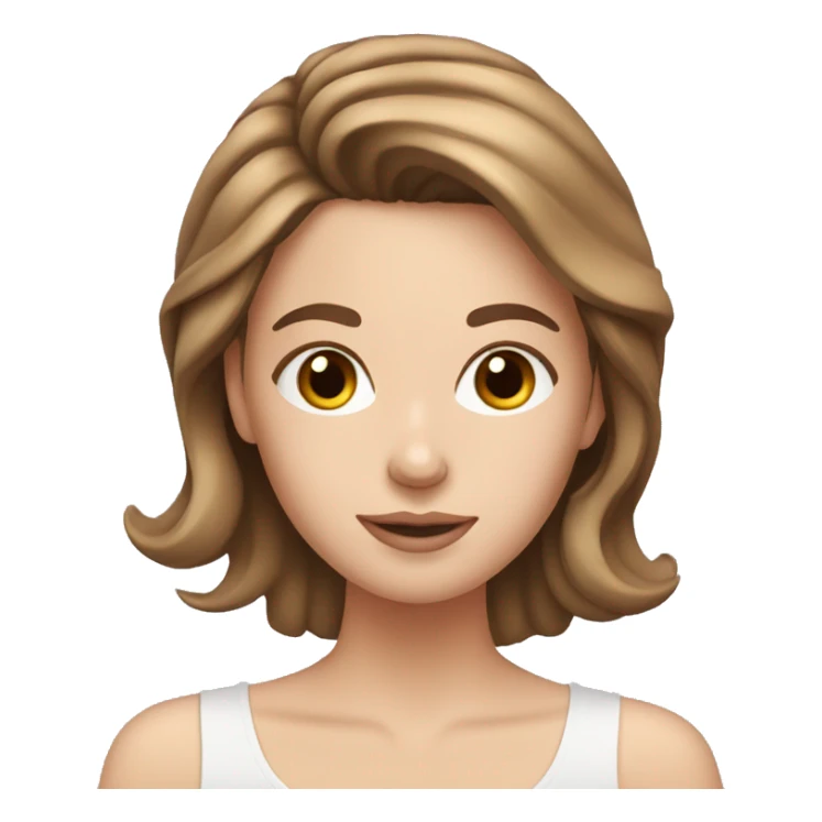 white girl applying cream on face with brown hair sticker