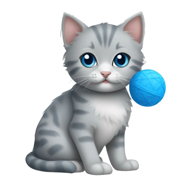 blue eyes grey kitten and paper ball sticker