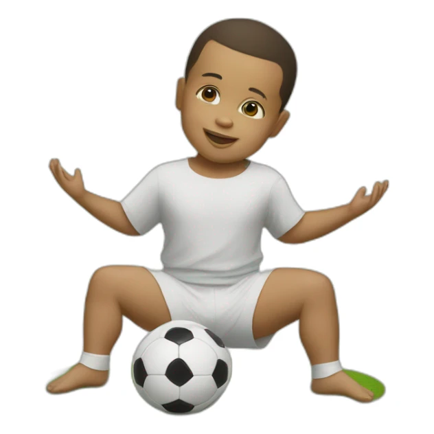 Baby yoga playing soccer with ronaldo sticker