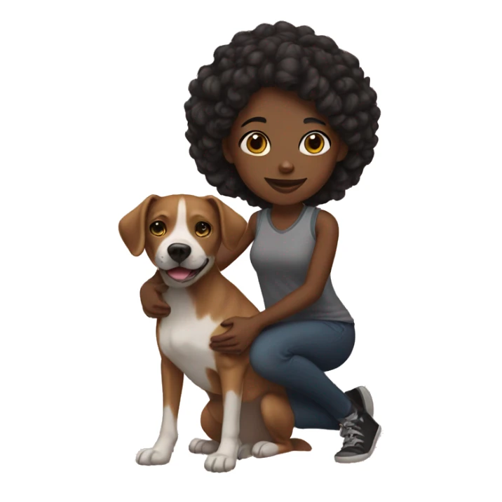 Black girl with her dog sticker