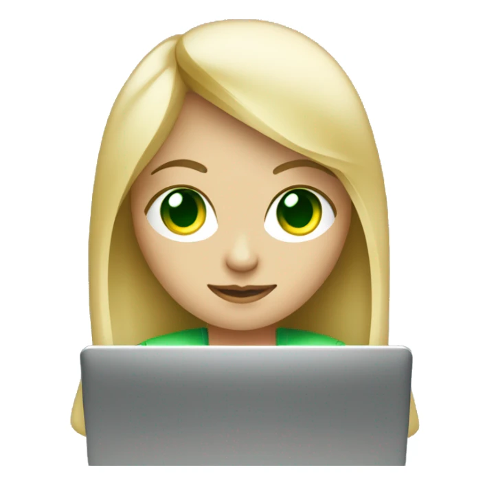 Blonde girl green eyes coding on laptop sticker