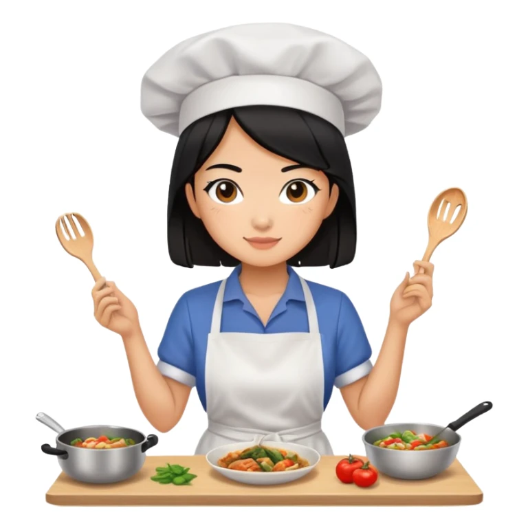 My friend Rachel cooking Chinese food sticker