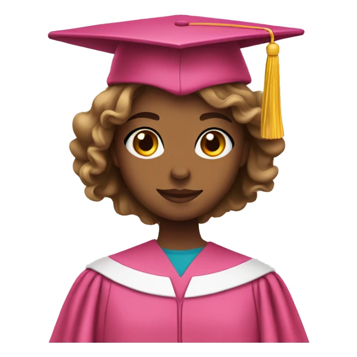 Girl wearing pink graduation gown sticker