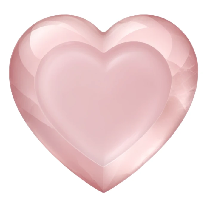 Heart-shaped rose quartz crystal with delicate pink hue and subtle inner cloudiness sticker