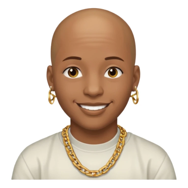 Young African rapper, bald with chain, without piercings sticker