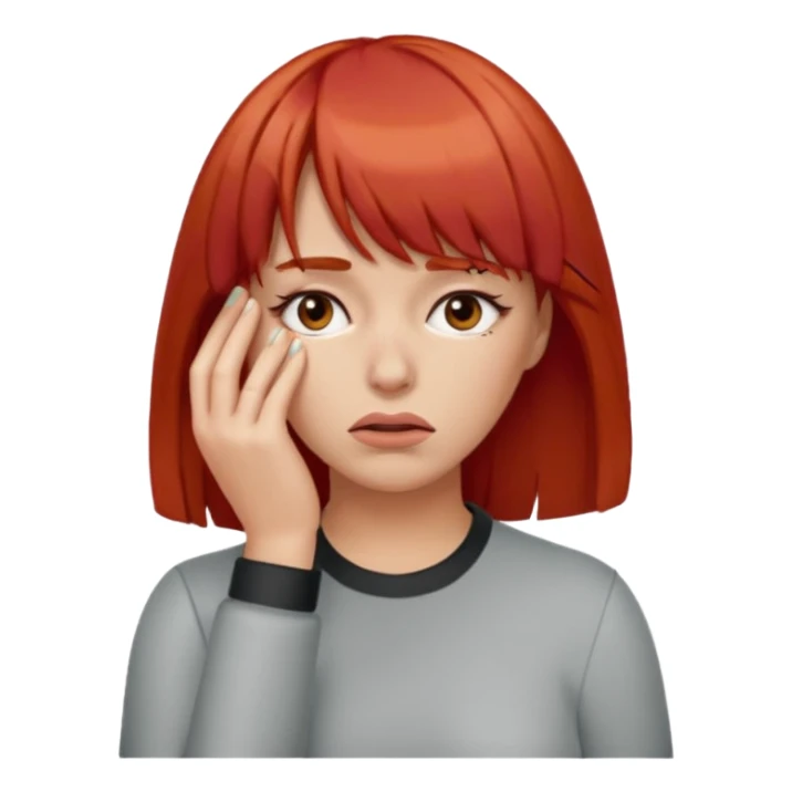 This emoji 🤦‍♀️ but with red hair and bangs  sticker