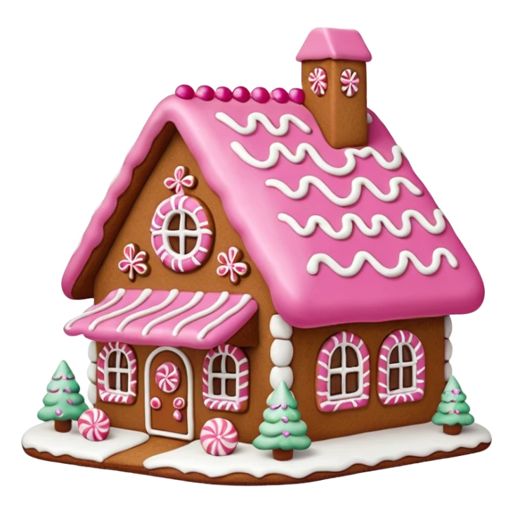 Lebkuchen Haus mit pinken und weißen details  sticker