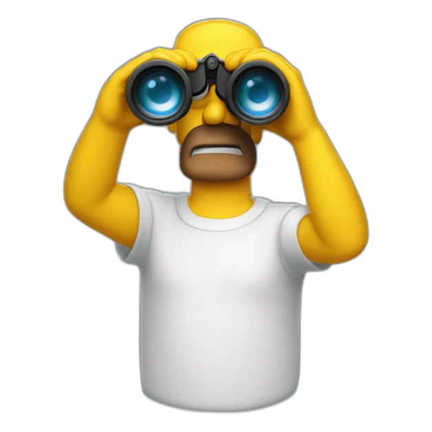 homer's eyes troubleshooting with binoculars sticker