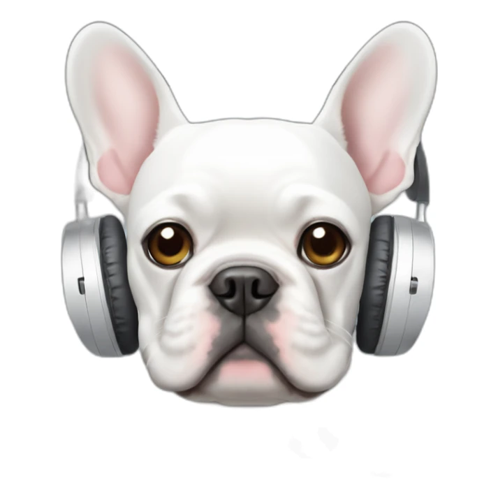 white FRENCH BULLDOG with headphones sticker