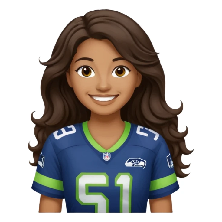 Long wavy Dark brown hair seahawks fan female sticker