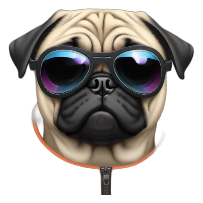 pug with black sunglasses and wearing a cyberpunk suit sticker