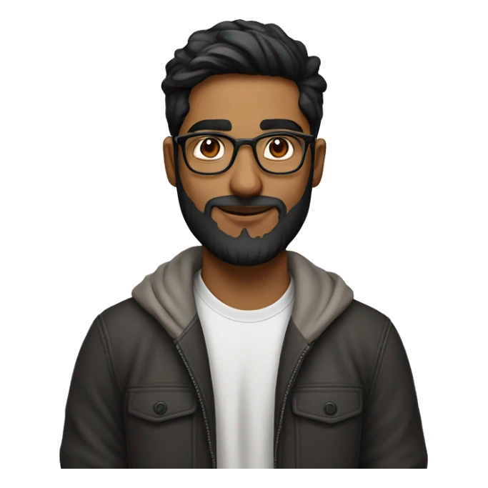 indian canadian 20 yr old with glasses, beard and airpods sticker