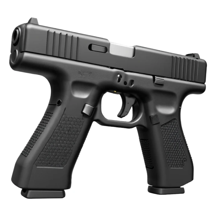 Glock 17 with an extended magazine and a clear legible engraving "N Block 17" sticker